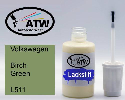 Volkswagen, Birch Green, L511: 20ml Lackstift, von ATW Autoteile West.